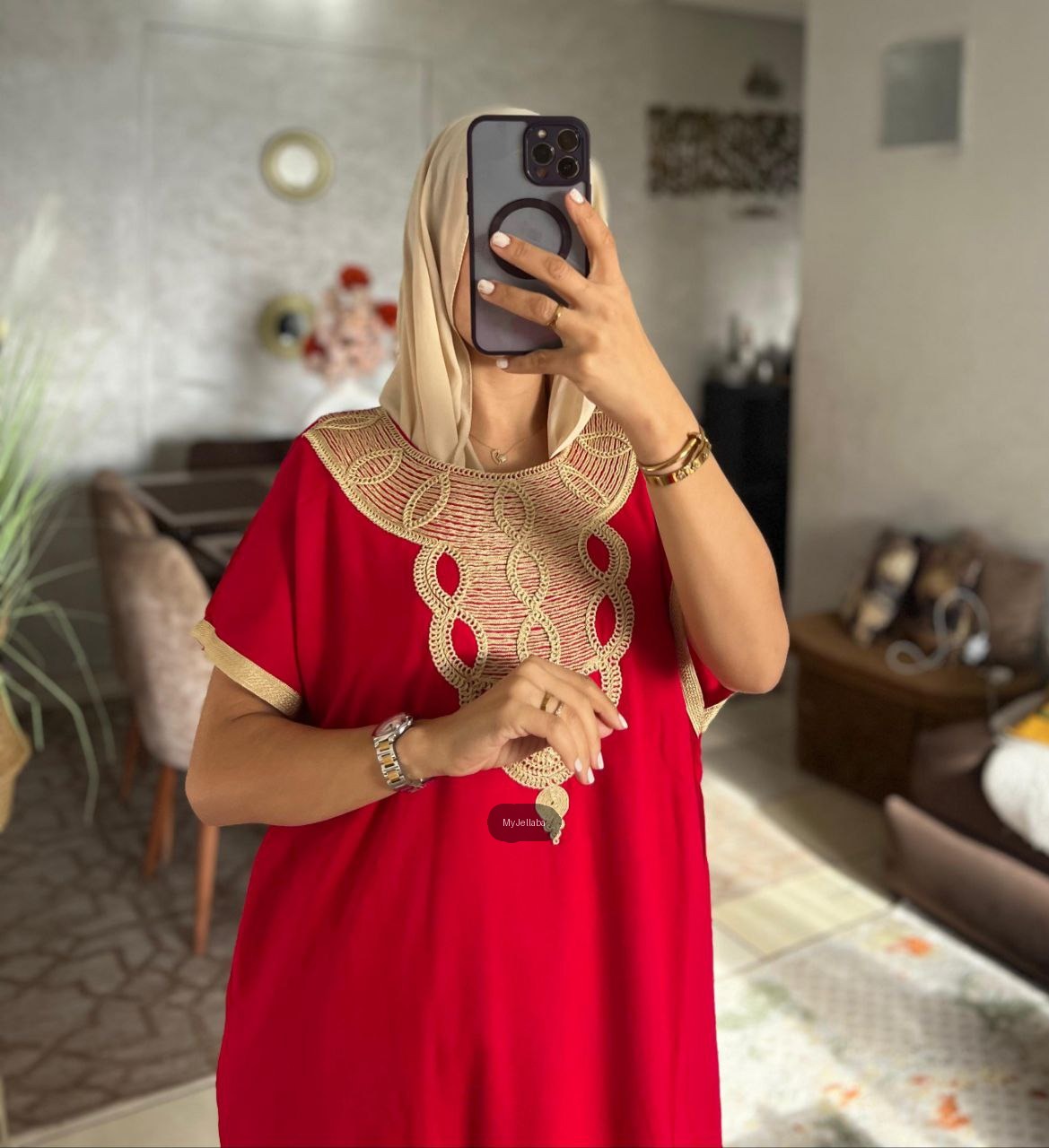 Jellaba Ample Violette Brodée - 21