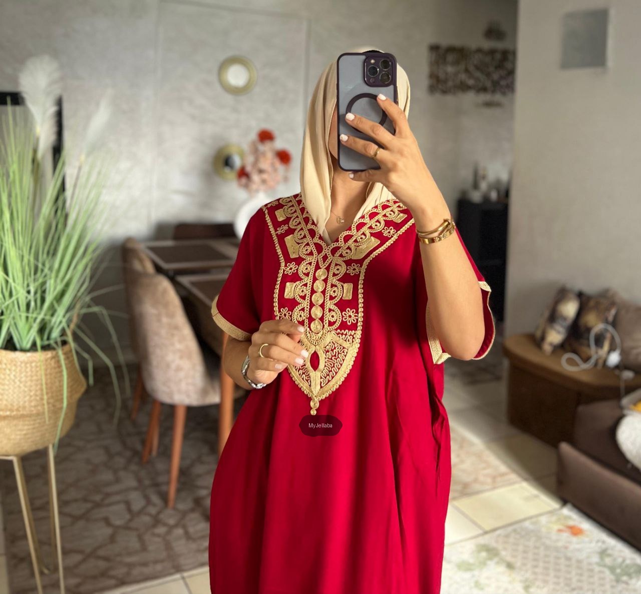 Jellaba Royale Bleue Brodée Or - 7