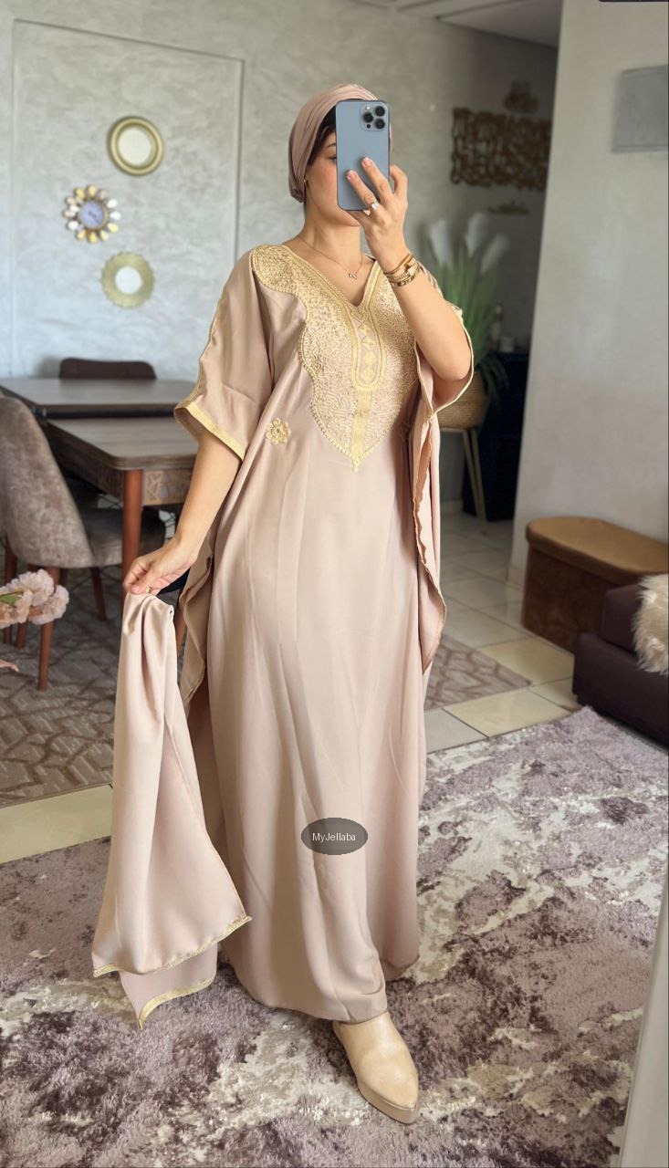 Jellaba Turquoise Brodée Or - 7