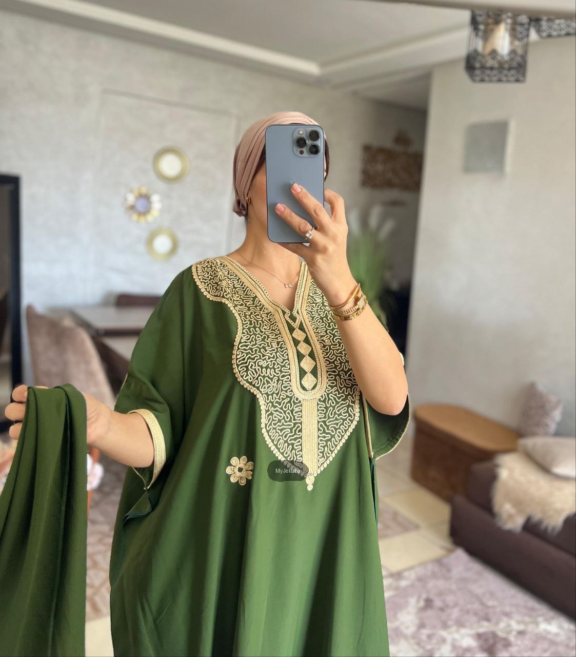 Jellaba Marocaine Broderie Dorée - 4