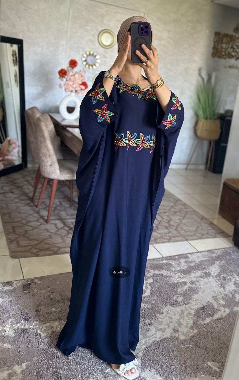 Jellaba Florale Brodée Bordeau - 5