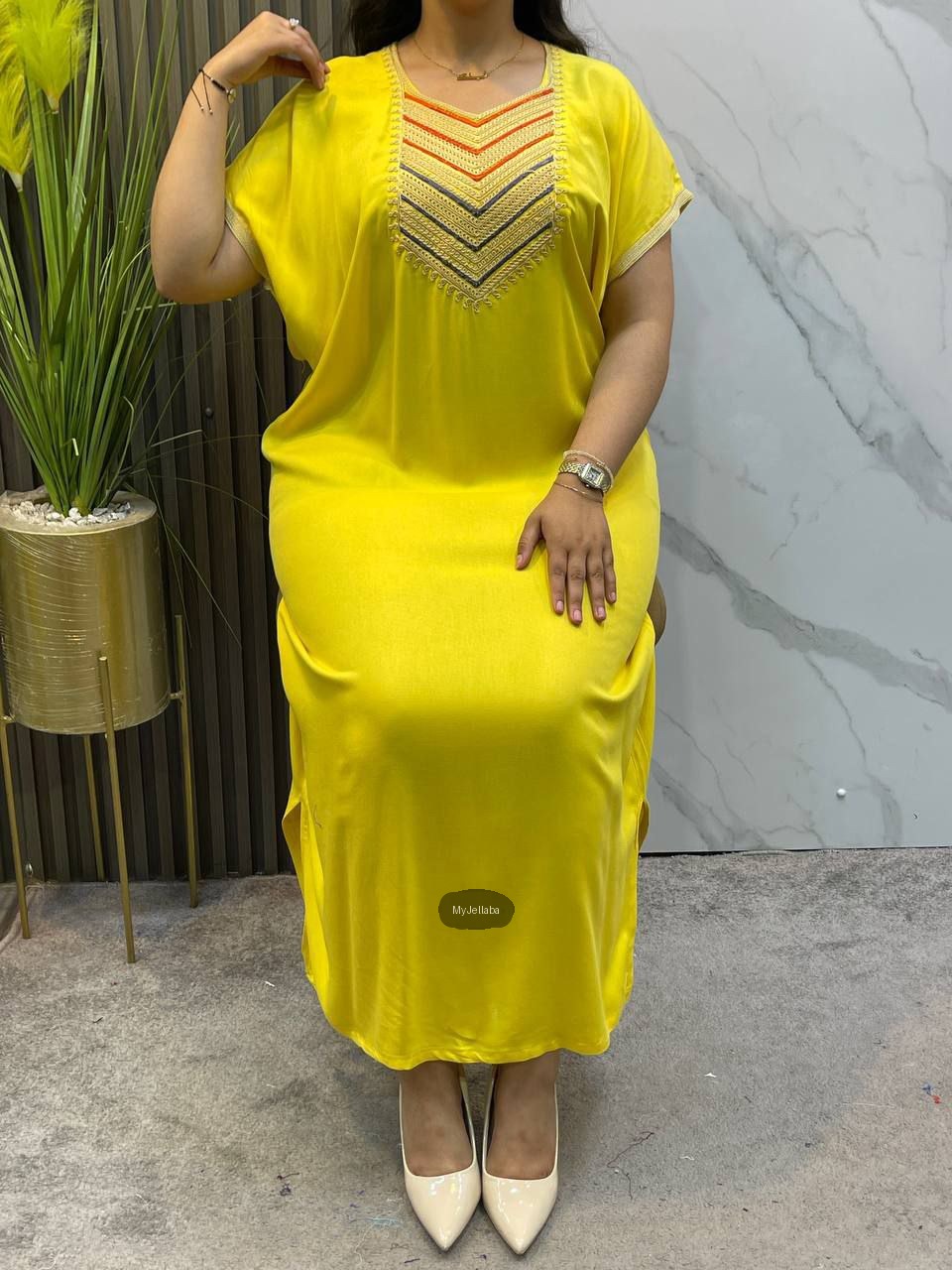 Jellaba Moderne Brodée Fuchsia - 5