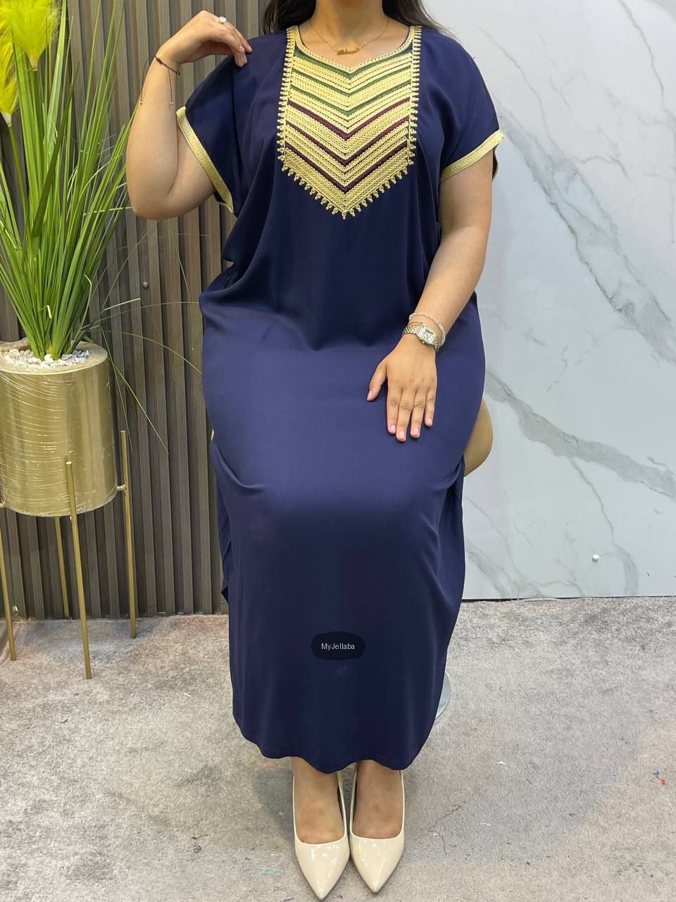 Jellaba Moderne Brodée Fuchsia - 4