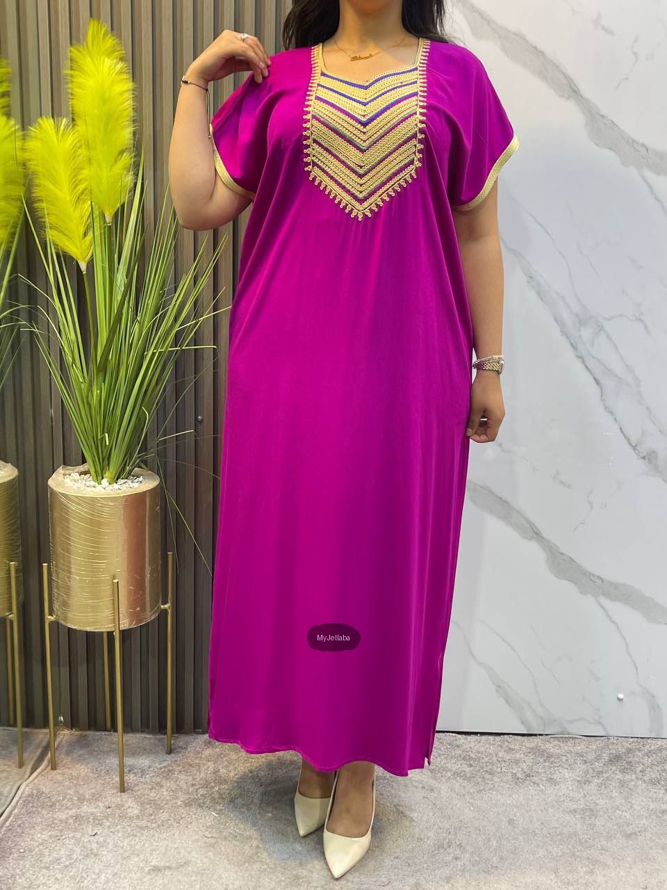 Jellaba d'Intérieur Rose Fushia Brodée - 6