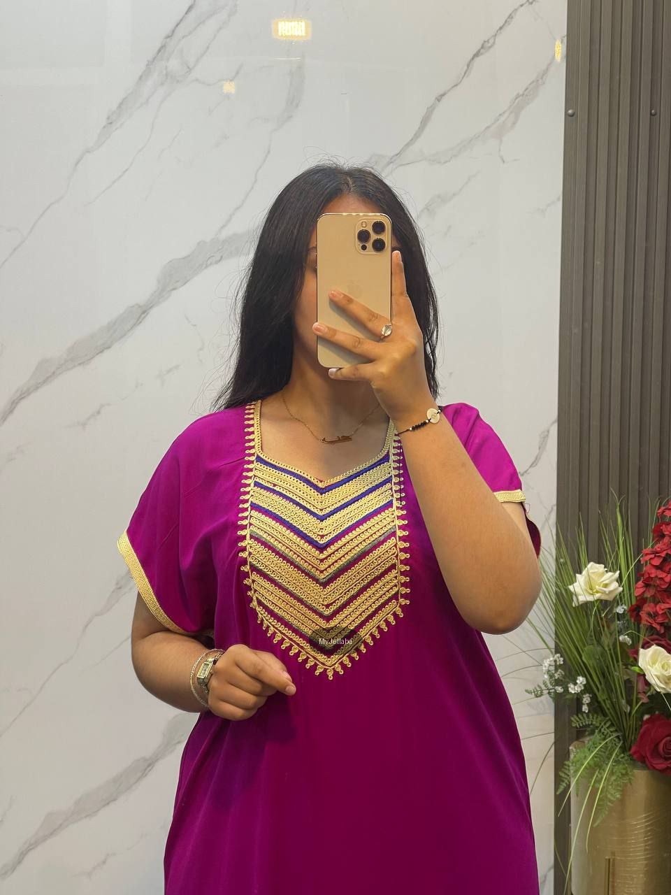 Jellaba d'Intérieur Rose Fushia Brodée - 10