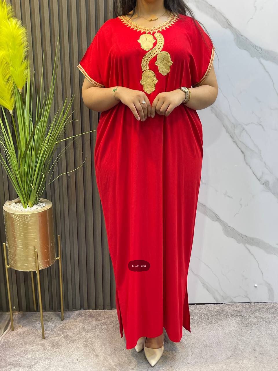 Jellaba Fuchsia Broderie Dorée - 4