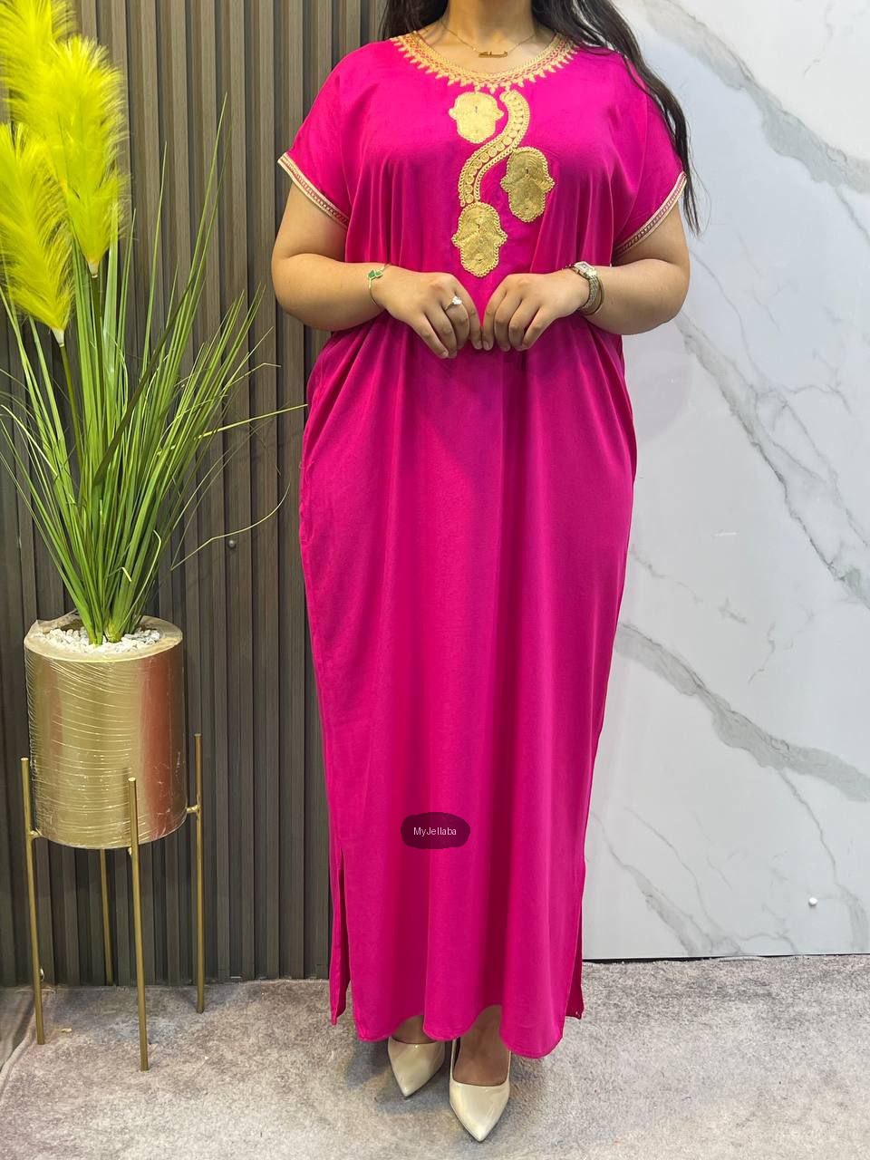 Jellaba Fuchsia Broderie Dorée