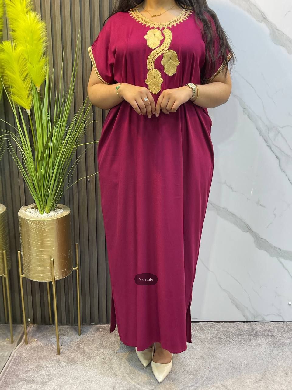 Jellaba Fuchsia Broderie Dorée - 3