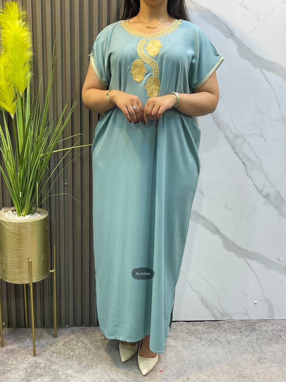 Jellaba Moderne Émeraude Brodée - 6