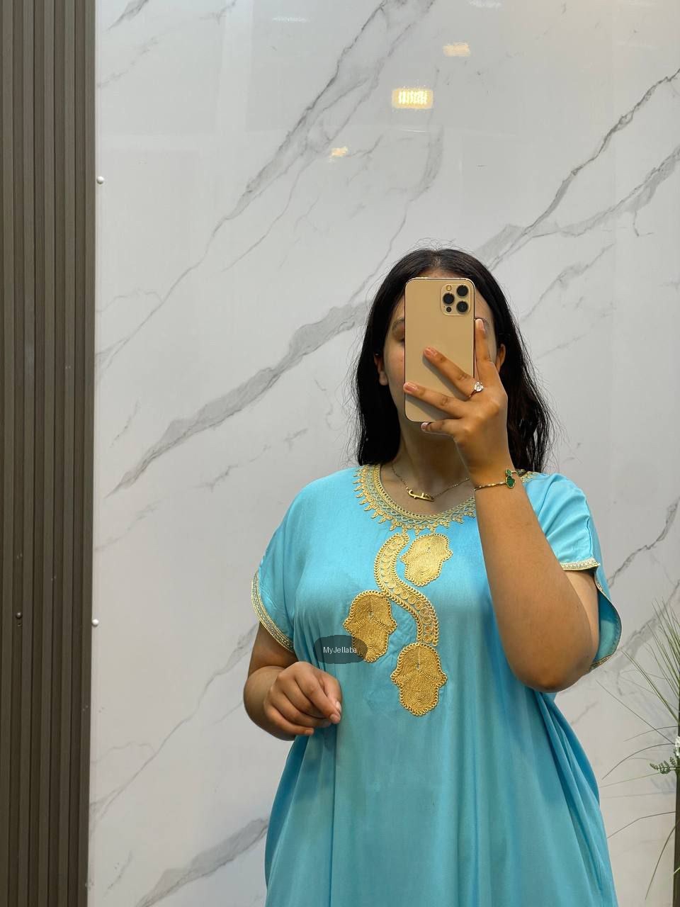 Jellaba Moderne en Satin Rose Poudré - 5