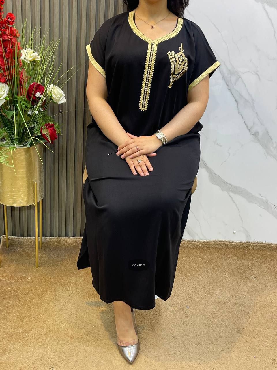 Jellaba Velours Vert Printanier