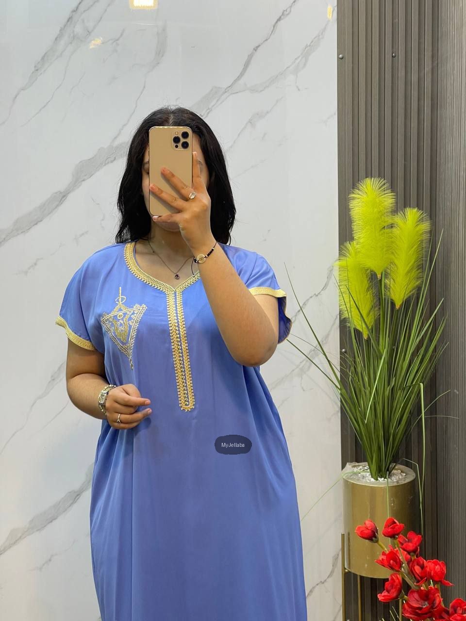 Jellaba Velours Vert Printanier - 9