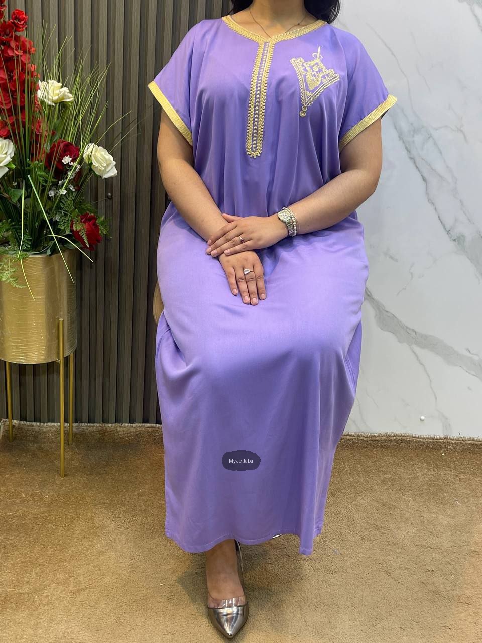 Jellaba Velours Vert Printanier - 4