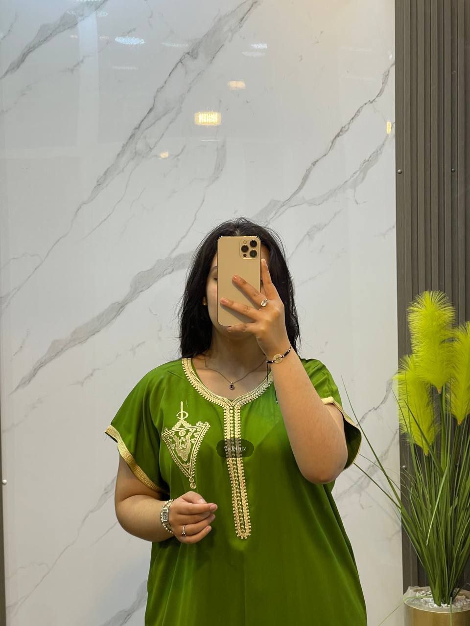 Jellaba Velours Vert Printanier - 10