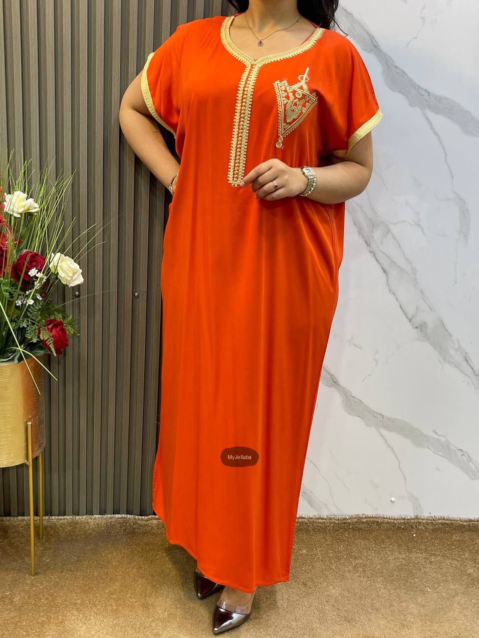 Jellaba Velours Vert Printanier - 8