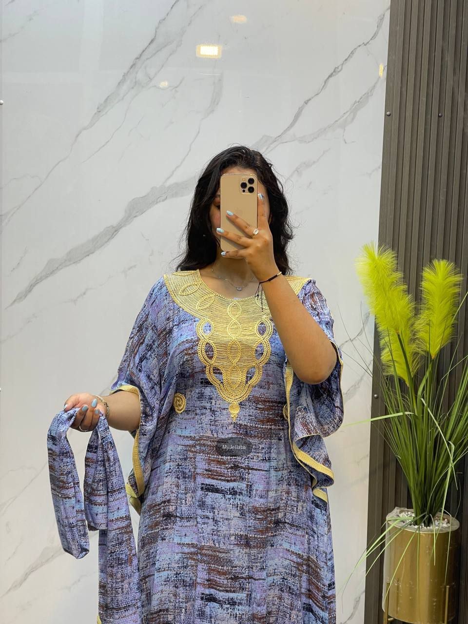 Boubou Imprimé avec Foulard Assorti - 9