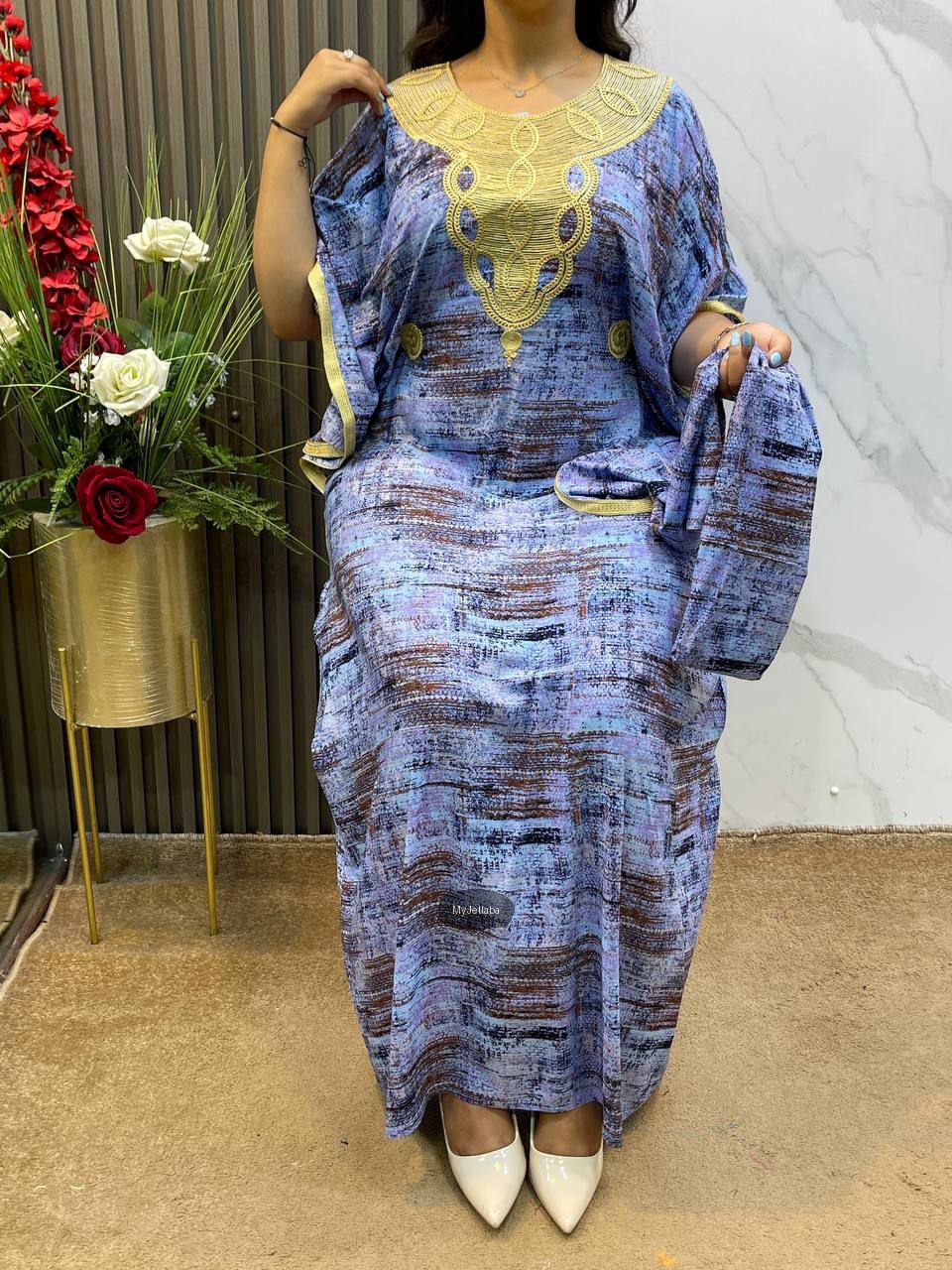 Boubou Imprimé avec Foulard Assorti - 6