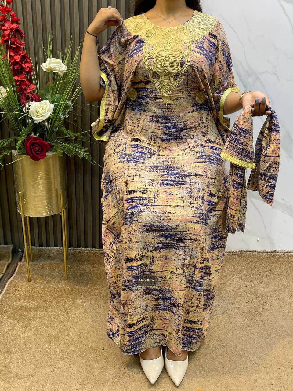 Boubou Imprimé avec Foulard Assorti