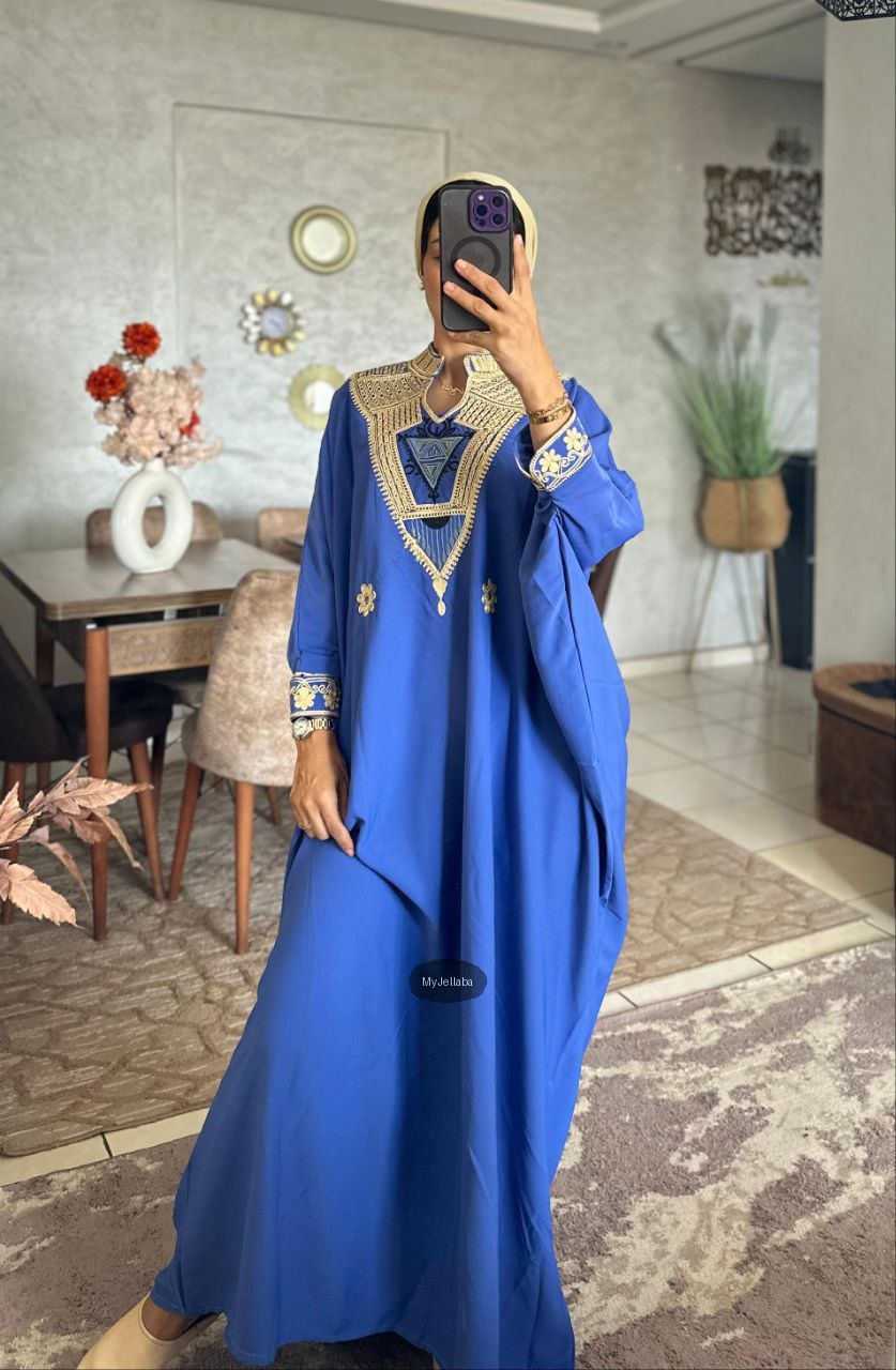 Jellaba Royale Bleue Brodée