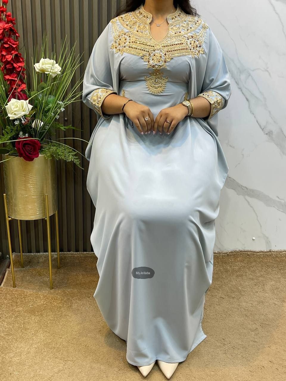 Boubou Élégant Ciel et Or