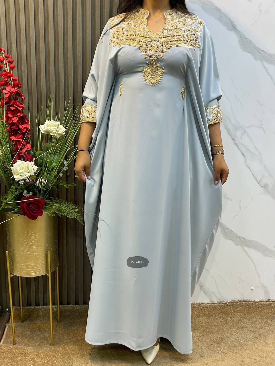 Boubou Élégant Ciel et Or - 4