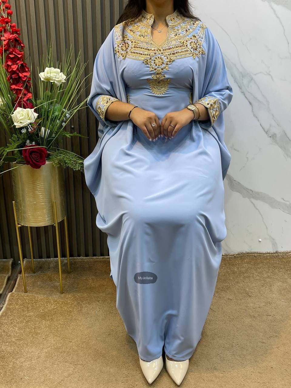 Boubou Élégant Ciel et Or