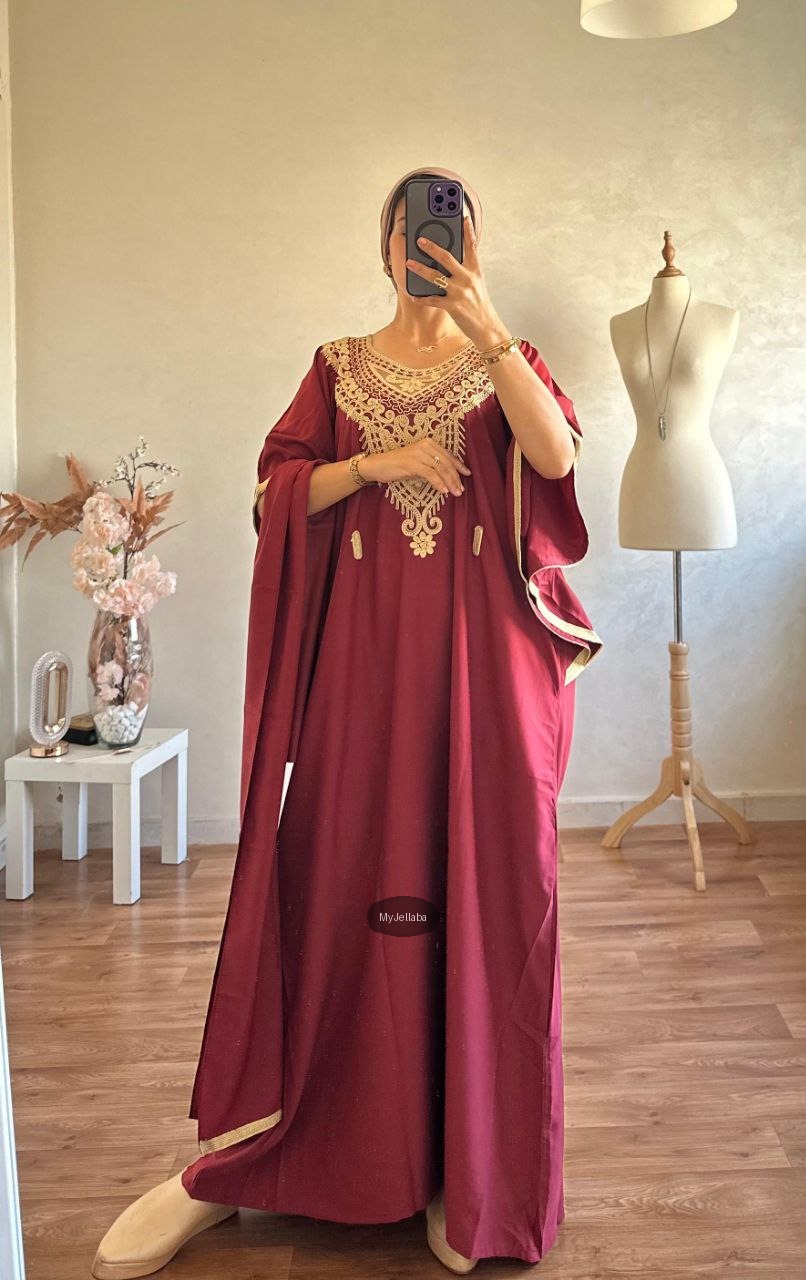 Jellaba Vert Émeraude Brodée Or - 5