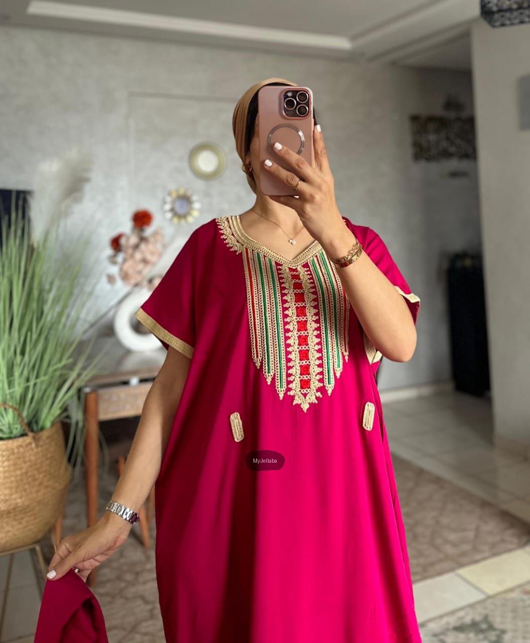 Jellaba Moderne Fuchsia Brodée - 9