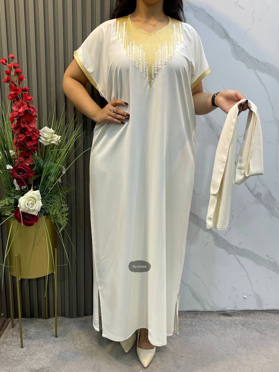 Boubou Élégant Brodée Or