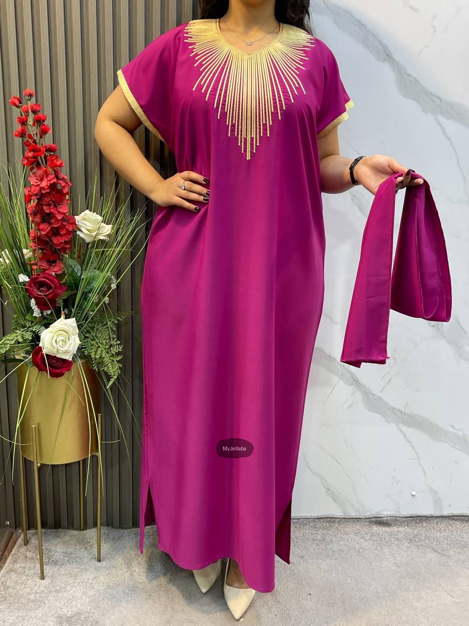 Boubou Élégant Brodée Or