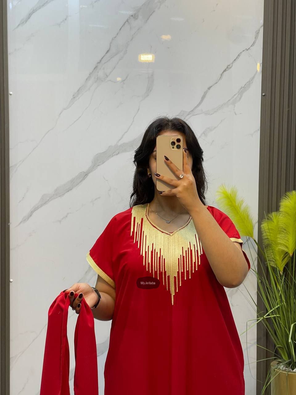 Jellaba Moderne Rouge et Or - 3