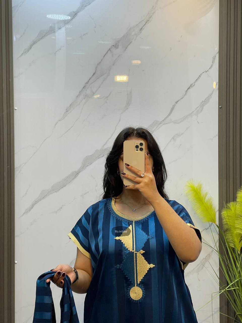 Jellaba Rayée Bleu Turquoise - 3