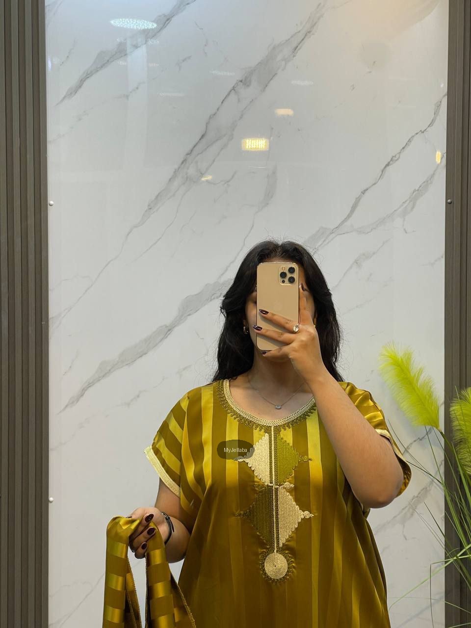 Boubou Rayé Doré Brodée - 3