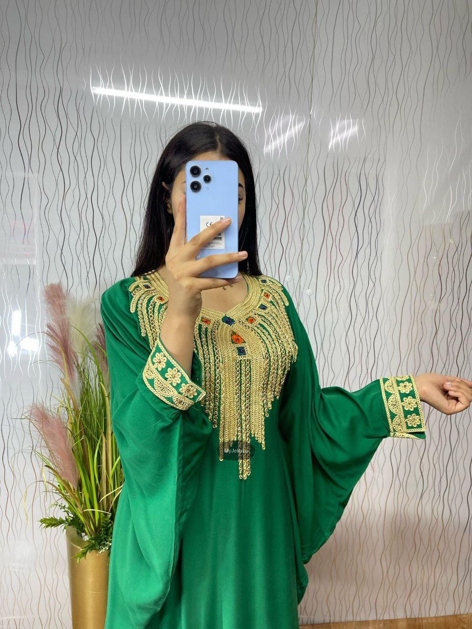 Jellaba Émeraude Broderies Dorées - 3