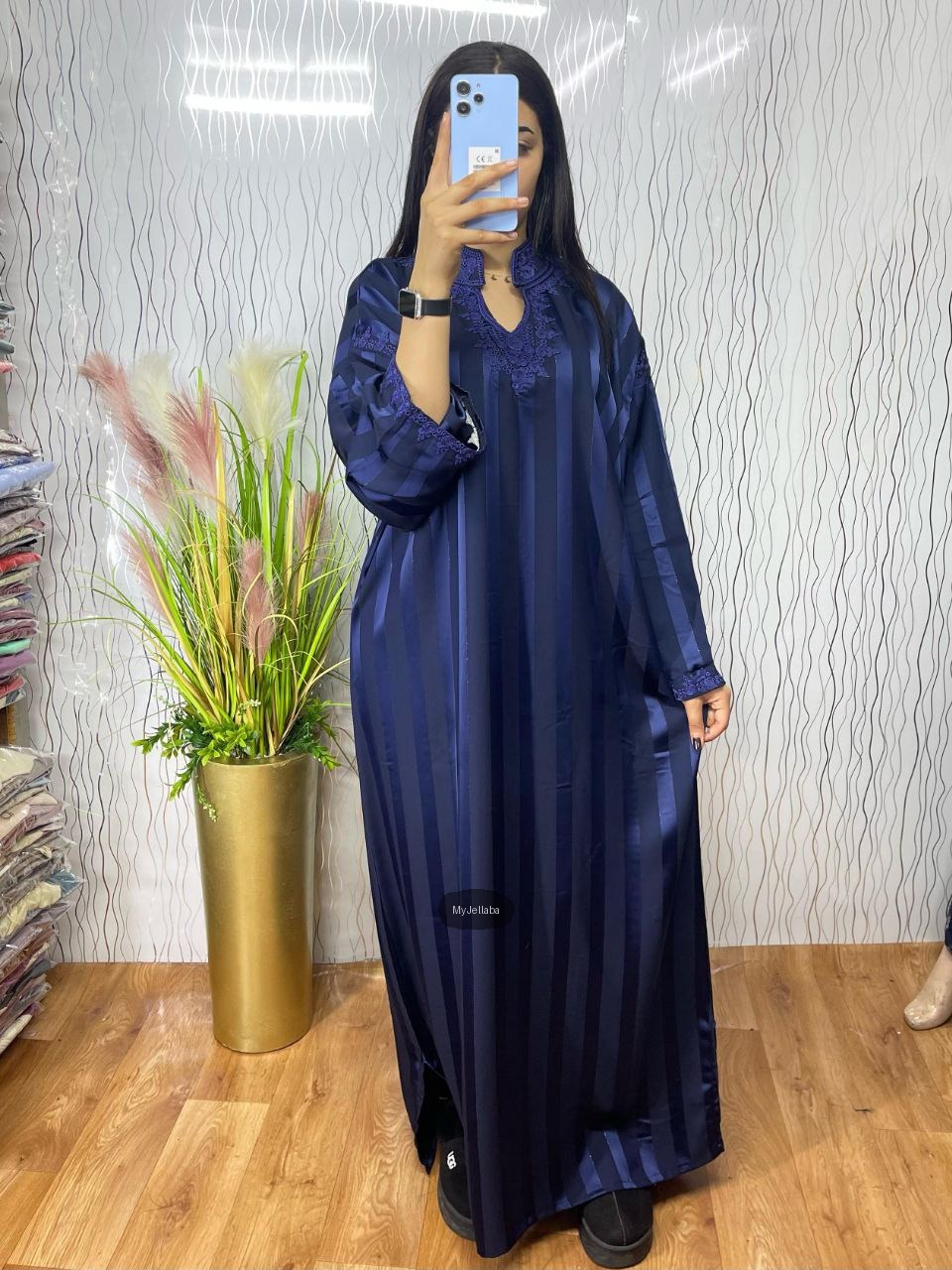 Jellaba Rayée Indigo Féminine