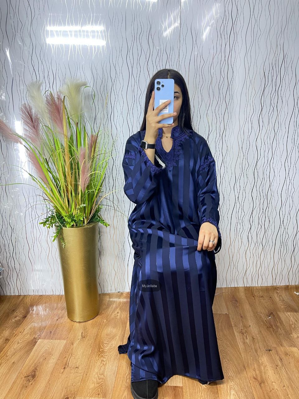 Jellaba Rayée Indigo Féminine