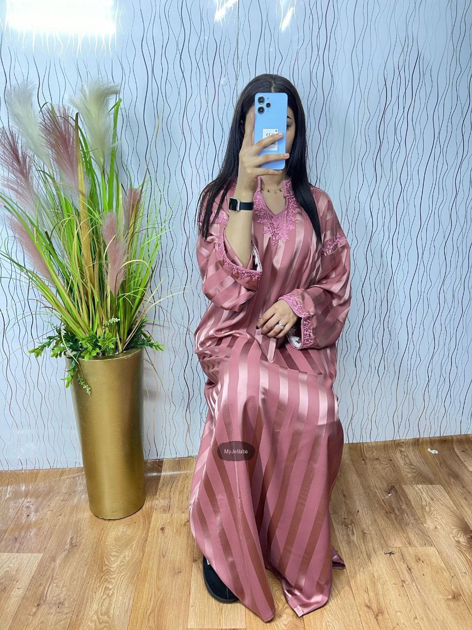 Jellaba Rayée Argentée