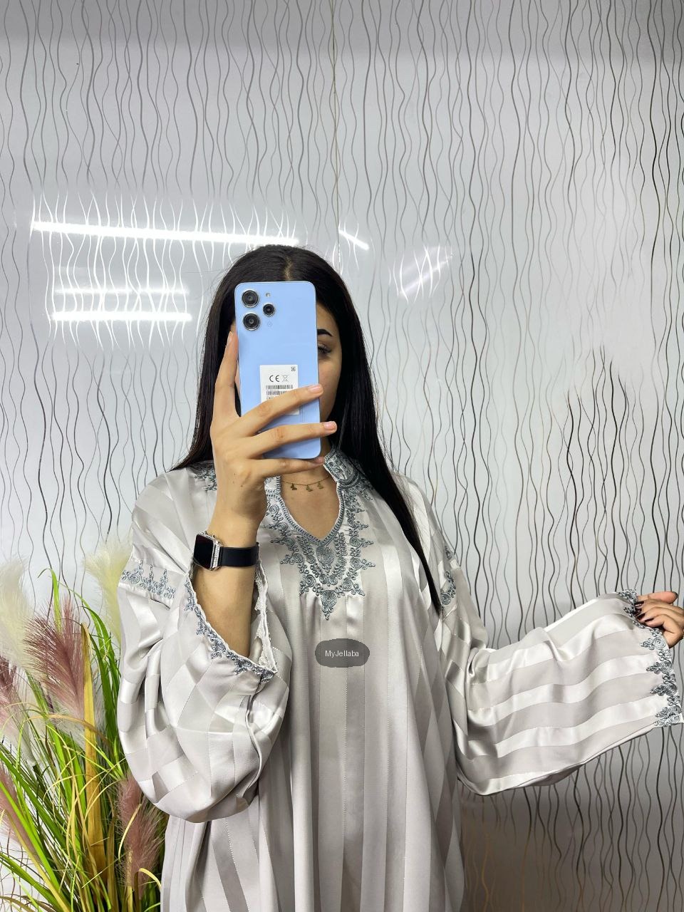 Jellaba Rayée Argentée - 10