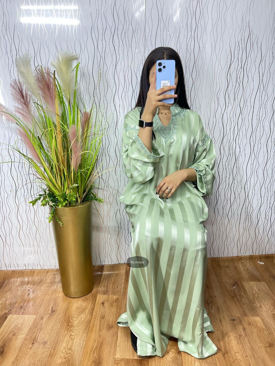 Jellaba Rayée Argentée - 5