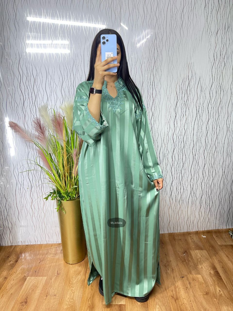 Jellaba Rayée Vert Printanier - 6