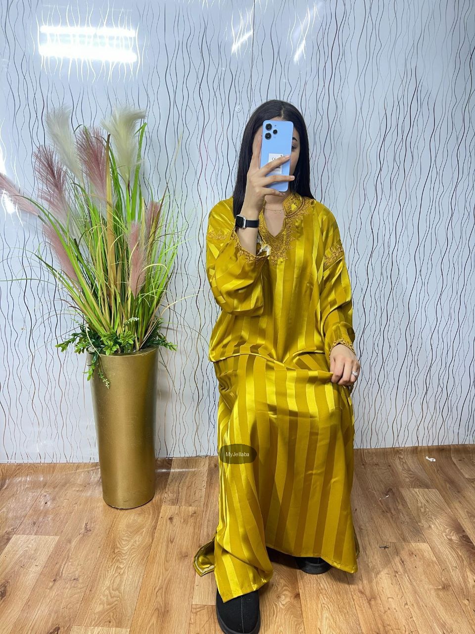 Jellaba Rayée Vert Printanier