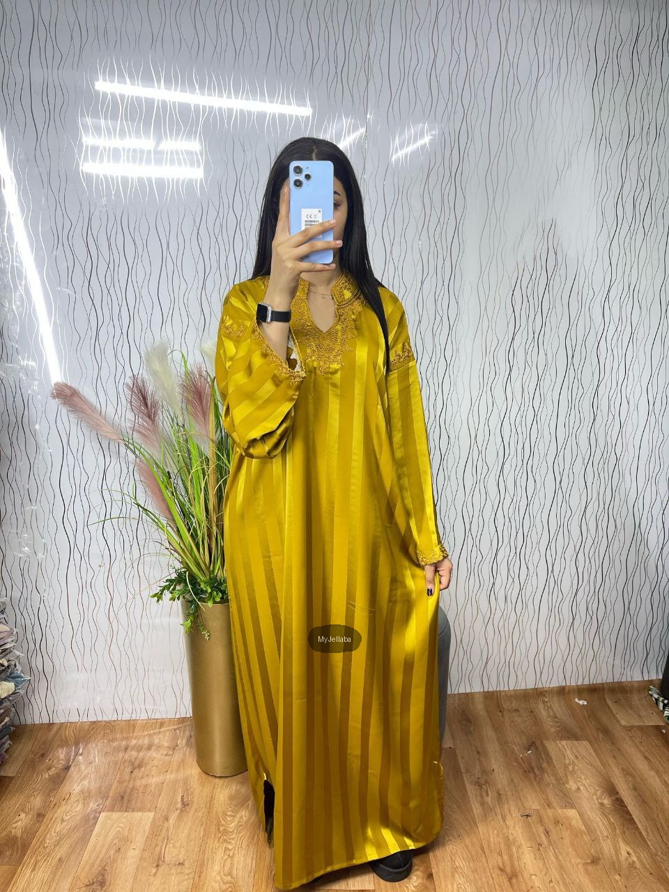 Jellaba Rayée Vert Printanier - 5