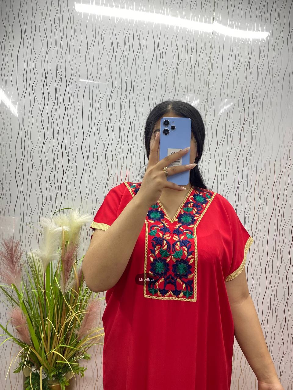 Jellaba Moderne Brodée Rouge - 6