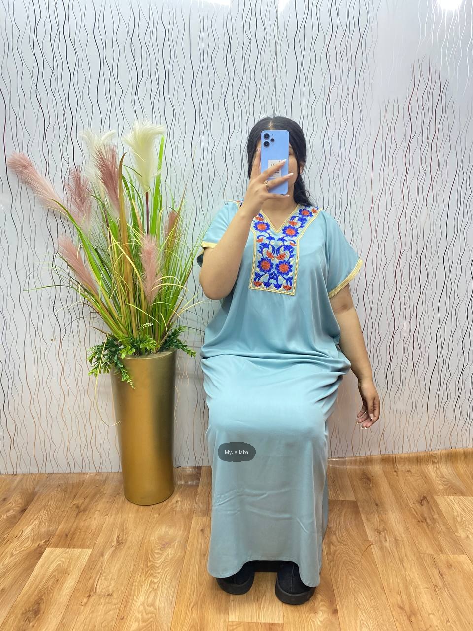 Jellaba Femme Émeraude Brodée Florale - 4