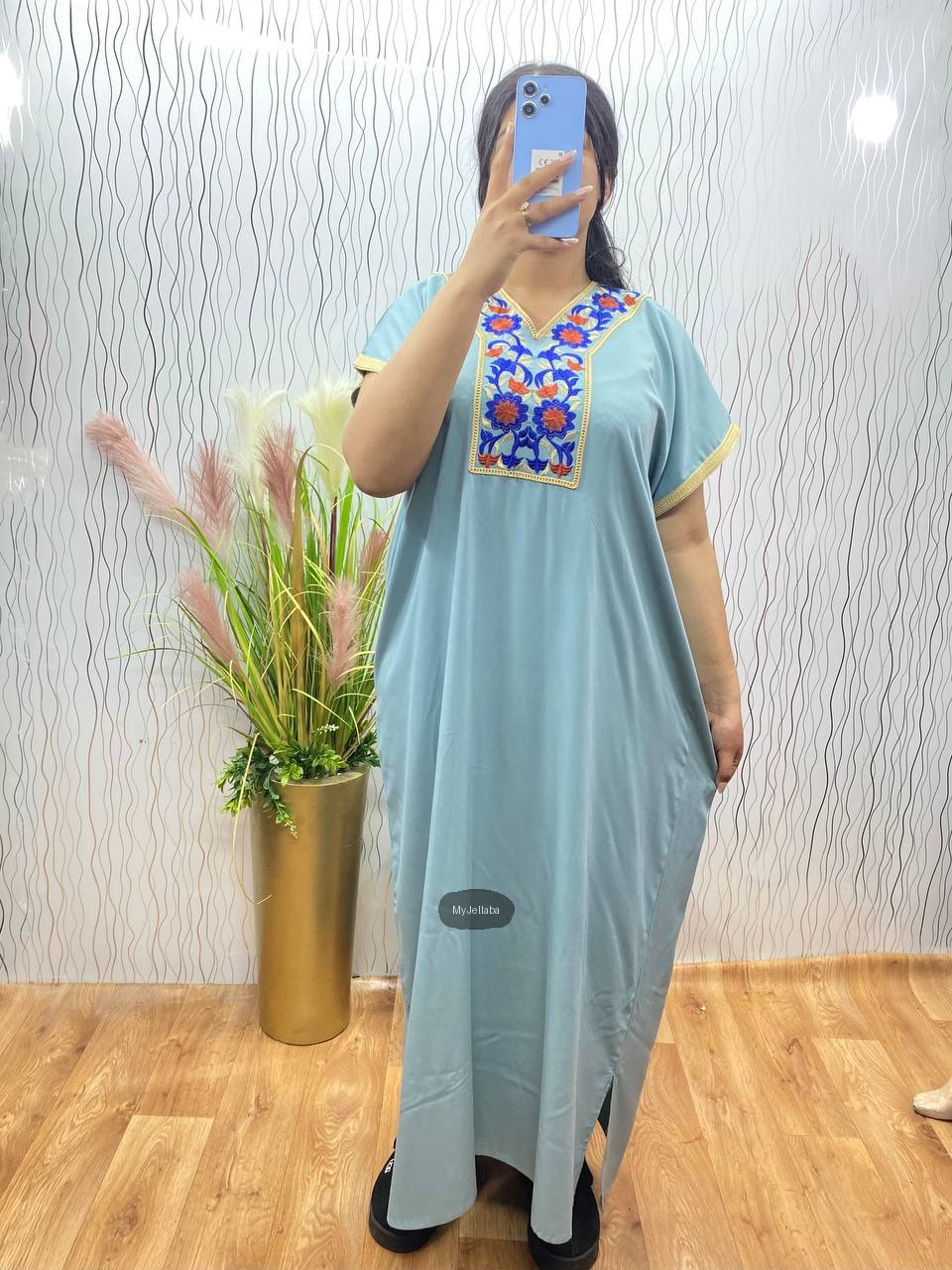 Jellaba Femme Émeraude Brodée Florale - 7