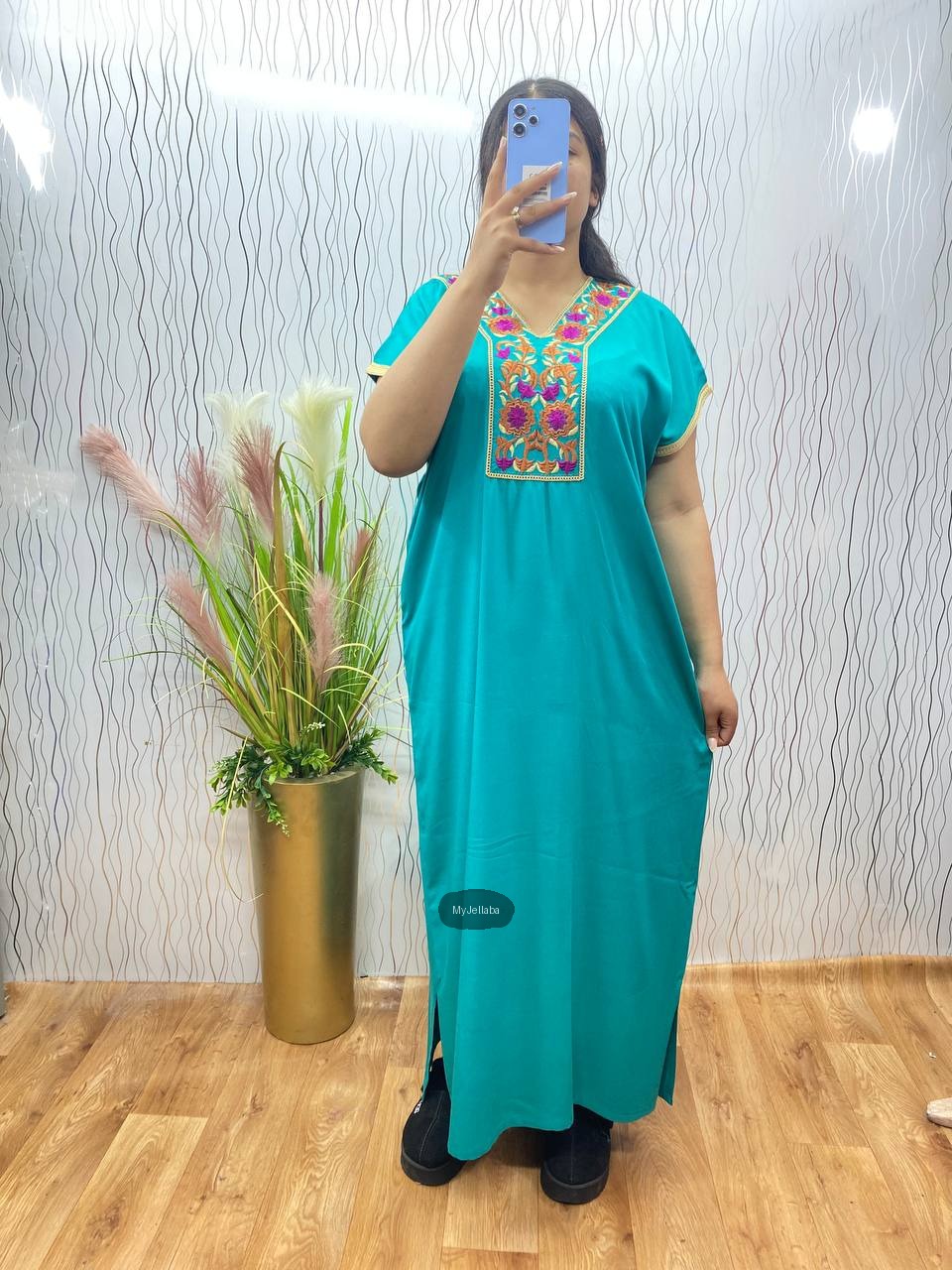 Jellaba Florale Brodée Rose - 6