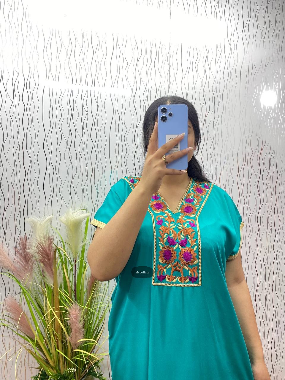 Jellaba Florale Brodée Rose - 8