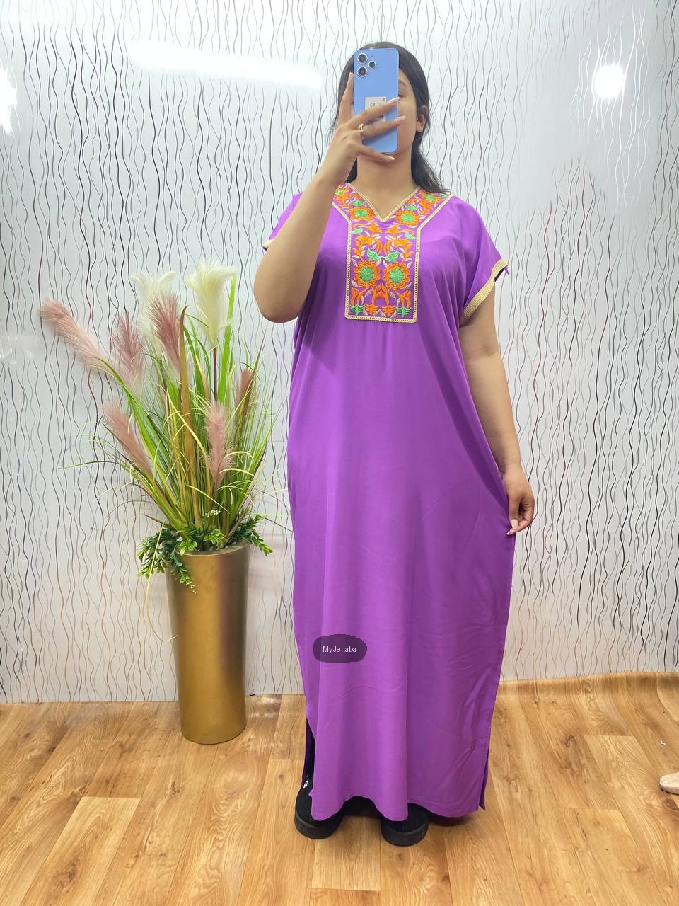 Jellaba Florale Brodée Rose - 9