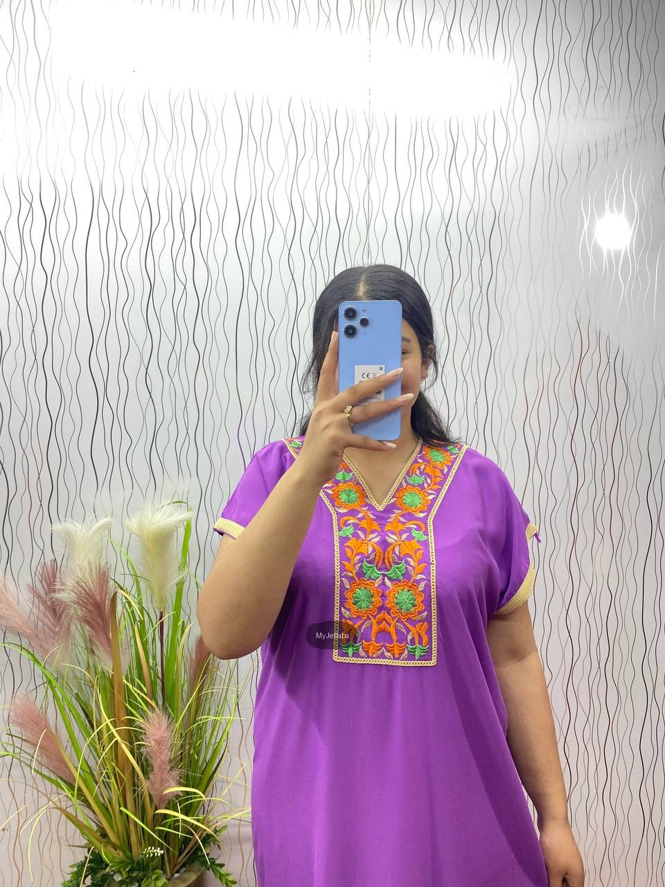 Jellaba Florale Brodée Rose - 7