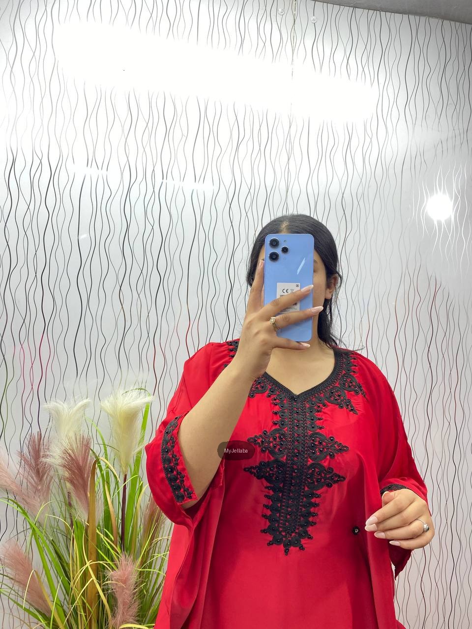 Jellaba Rouge Broderie Noire - 6